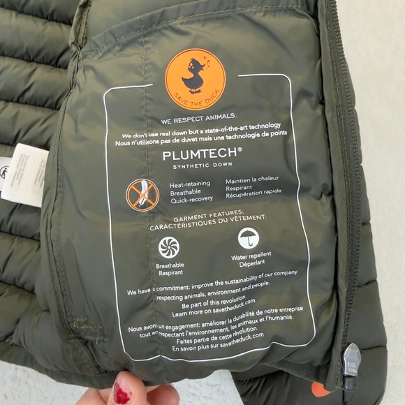 Save the Duck Boy Dony Puffer Jacket Green Hooded Zip Up 6 Years NWOT Land Green - Picture 10 of 13